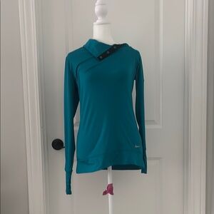 Nike Blue Asymmetrical Buttoned Long Sleeve Hoodie
